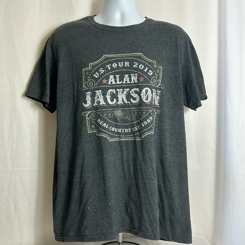 Allen Jackson Gray Short Sleeve Cotton 2019 US Tour Concert T-shirt Size XL